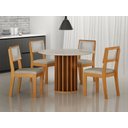 Ver imagem 7 de Conjunto Sala de Jantar Flora 1,08m Tampo Vidro com 4 Cadeiras Off White/Linho Palha
