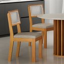 Ver imagem 5 de Conjunto Sala de Jantar Flora 1,08m Tampo Vidro com 4 Cadeiras Off White/Linho Palha