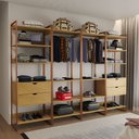 Ver imagem 1 de Closet Industrial Casal Completo Loft Canela 4 Módulos Cabideiro com Gavetas Base Cobre