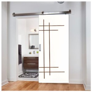 Porta de Correr Frisada Cm-03 Fundo Primer Branco Kit Alumínio Polido 210x92