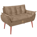 Ver imagem 3 de Kit Namoradeira Reforçada + 2 Poltronas Opala Marrom Capuccino Suede Decorativas Sala