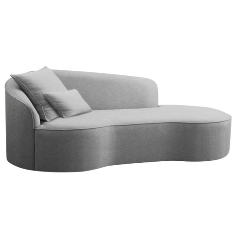 Divã Recamier Curvo Sala de Estar Inglaterra Lado Direito 180cm Linho Cinza Claro - Incasa Decor