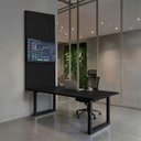 Ver imagem 1 de Mesa Reunião Escritório com Caixa de Tomadas 180cm e Painel TV Industrial Executive