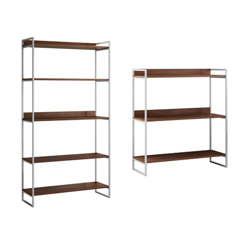 Kit Industrial Estante Guaecá 180x95 e Aparador Industrial 3 Prateleiras Córdoba 100x95 Branco/imbui