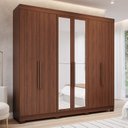 Ver imagem 1 de Guarda-Roupa Casal 6 Portas com Pés e Espelhos 234cm 100% MDF Boston Espresso Móveis Marrom/Jequitiba
