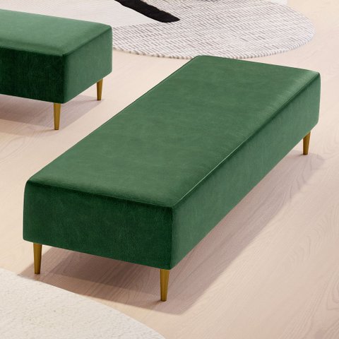 Puff Decorativo Sala de Estar Bali W01 Pés Palito 210x60cm Couríssimo Verde - Lyam Decor