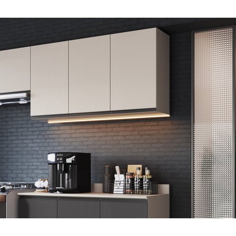 Armário Aéreo de Cozinha 120cm Quiditá 03 portas Fumê
