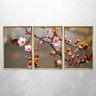 Quadro Decorativo - Flores de Cerejeira - 3 Telas - Moldura Dourada - 120x60cm - 2