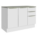 Ver imagem 1 de Balcão de Pia 120 cm 2 Portas 3 Gavetas Branco/Branco Veludo Lux Madesa