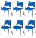 Ver imagem 2 de Cadeira Iso Base Cinza, Igreja, Escola, Escritório - Azul Kit 6 Peças
