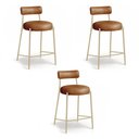Ver imagem 5 de Banqueta Cozinha Média com Encosto Industrial Champanhe Kit 3 Londres PU Whisky D03 - D'Rossi