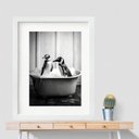 Ver imagem 2 de Quadro Grande Banheiro Pinguins- 60x48cm:madeira Branca