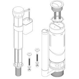 Kit Mecanismo Completo com Botão de Descarga Dupla Universal Caixa Acoplada - 8