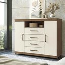 Ver imagem 7 de Guarda Roupa Casal com Cômoda Ripado 4 Portas de Bater 2 Gavetas MDF-MDP Jatobá Areia Santos Andir