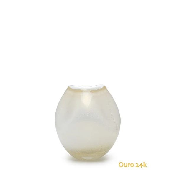 Vasinho Roca 3 Branco com Ouro Murano Cristais Cadoro - 1