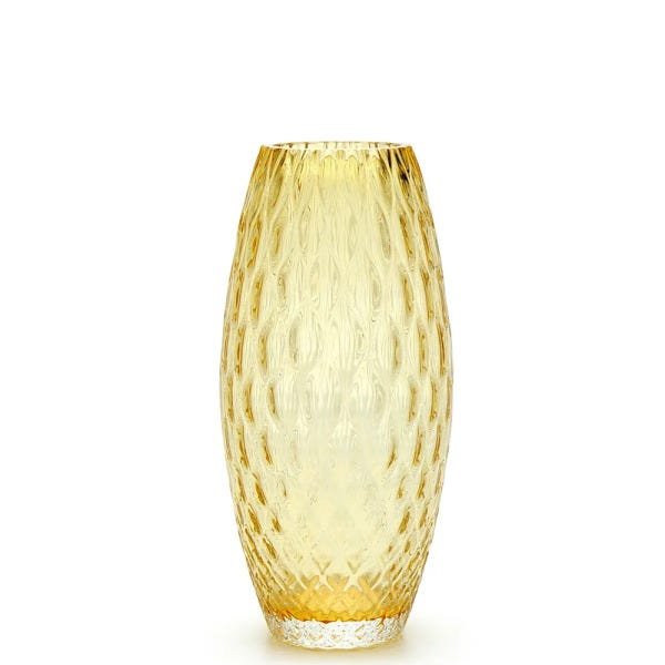 Vaso Oliva G Baloton Âmbar Murano Cristais Cadoro - 1