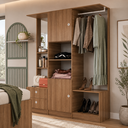 Ver imagem 2 de Guarda Roupa Closet Solteiro com Espelho 2 Portas 2 Gavetas 4 Prateleiras Montana