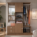 Ver imagem 1 de Guarda Roupa Closet Solteiro com Espelho 2 Portas 2 Gavetas 4 Prateleiras Montana