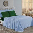 Ver imagem 1 de Jogo de Cama Casal Viúva Nobre 4 Peças Malha 100% Algodão - Azul-bebê / Verde-bandeira