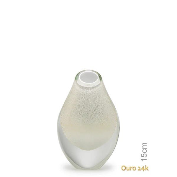 Gota Mini Baixa Branca com Ouro Murano Cristais Cadoro - 1