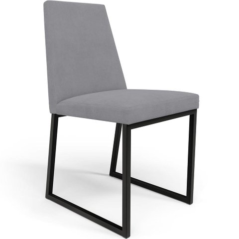 Cadeira Para Sala De Jantar Base Aço Industrial Preto Dafne L02 Suede Cinza - Lyam Decor