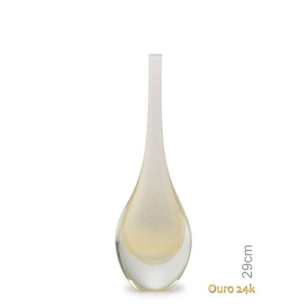Gota Mini Alta Branca com Ouro Murano Cristais Cadoro - 1