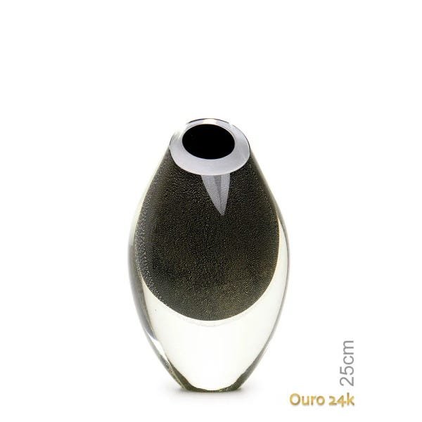 Gota Baixa Preta com Ouro Murano Cristais Cadoro - 1