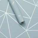 Ver imagem 1 de Papel de Parede Geométrico Cinza Azulado Fio Metálico+ Cola para Aplicação