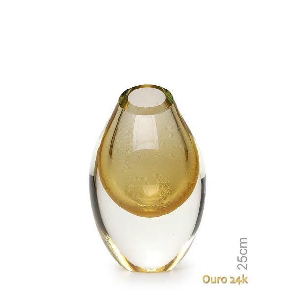 Gota Baixa Âmbar com Ouro Murano Cristais Cadoro - 1