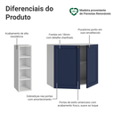 Ver imagem 4 de Buffet Aparador com Adega 100cm 2 Portas Branco/Azul Vik Madesa 16