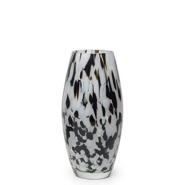Vaso Oliva P Multicor Preto e Branco Murano Cristais Cadoro - 1