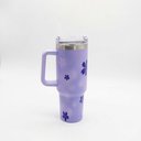 Ver imagem 1 de Copo Térmico Ms-931 1200ml com Estampas Florais - Aço Inox com Tampa Emborrachada:Floral Lilas