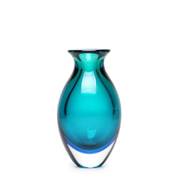 Vaso Gota 3 Bicolor Verde com Água-marinha Murano Cristais Cadoro - 1