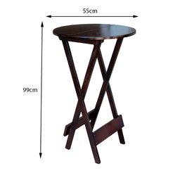Conjunto Mesa Bistrô Madeira Padrão com 2 Banquetas Altas Dobraveis - Imbuia - 3