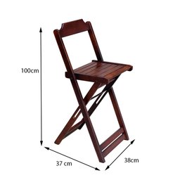 Conjunto Mesa Bistrô Madeira Padrão com 2 Banquetas Altas Dobraveis - Imbuia - 4