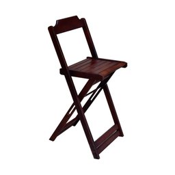Conjunto Mesa Bistrô Madeira Padrão com 2 Banquetas Altas Dobraveis - Imbuia - 2