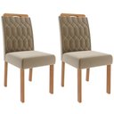 Ver mais imagens de Conjunto de Sala de Jantar 6 Cadeiras de Madeira Daniele com Tampo de Vidro Cinamomo/Off White com S