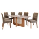 Ver imagem 2 de Conjunto de Sala de Jantar 6 Cadeiras de Madeira Daniele com Tampo de Vidro Cinamomo/Off White com S