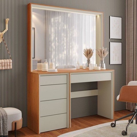 Penteadeira 5 Gavetas Prime 100% MDF com Espelho