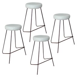 Kit 4 Banqueta Banco Aço Média Cozinha Bar Balcão 63cm Bege - 1