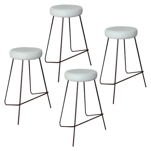 Kit 4 Banqueta Banco Aço Média Cozinha Bar Balcão 63cm Bege