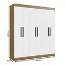Ver imagem 4 de Guarda-roupa Casal Sartori 6 Portas 2 Gavetas 100% Mdf Off White/nogueira - Pnr Móveis