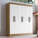 Ver imagem 1 de Guarda-roupa Casal Sartori 6 Portas 2 Gavetas 100% Mdf Off White/nogueira - Pnr Móveis