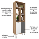 Ver mais imagens de Conjunto para Sala Rack Tv 60 Pol Carvalho Branco Grafite Prata Arly