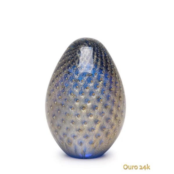 Peso Tela Oval Água-marinha com Ouro Murano Cristais Cadoro - 1