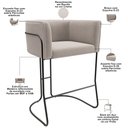 Ver imagem 4 de Kit 03 Banquetas Baixa Base de Aço Preto Betina D02 Bouclê Creme B-54 - Lyam Decor