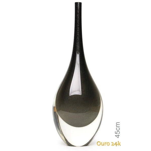 Gota Alta Preta com Ouro Murano Cristais Cadoro - 1