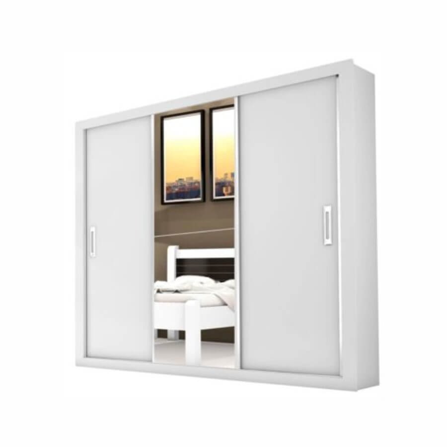 Guarda Roupa Casal Bahia 3 Portas de Correr e 4 Gavetas Cor Branco