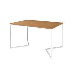 Mesa Jantar Industrial Canela Retangular 137x90cm Base V Ferro Branco - 1