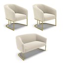 Ver imagem 1 de Namoradeira e 2 Poltronas Industrial Dourado Stella Bouclê D03 - D’Rossi